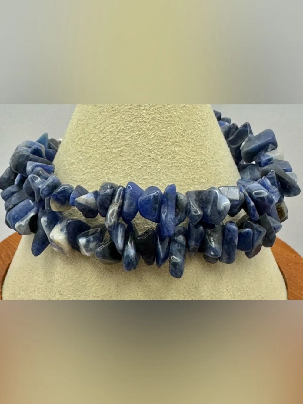 Ralph Lauren Blue Sodalite Chip Bead Bracelet with Silver Toggle